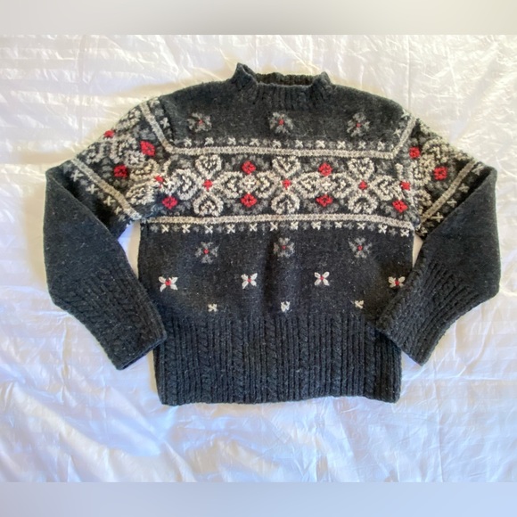 Nomadic Traders Sweater 100% Shetland Wool- Knit by Hand Vintage - Picture 3 of 9
